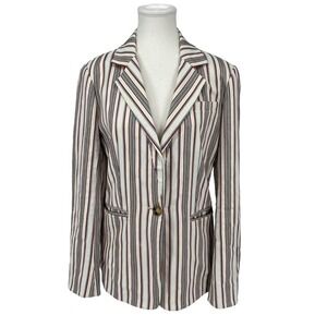 Derek Lam 10 Crosby Blazer Stripe Ecru Blue Orange Size 6